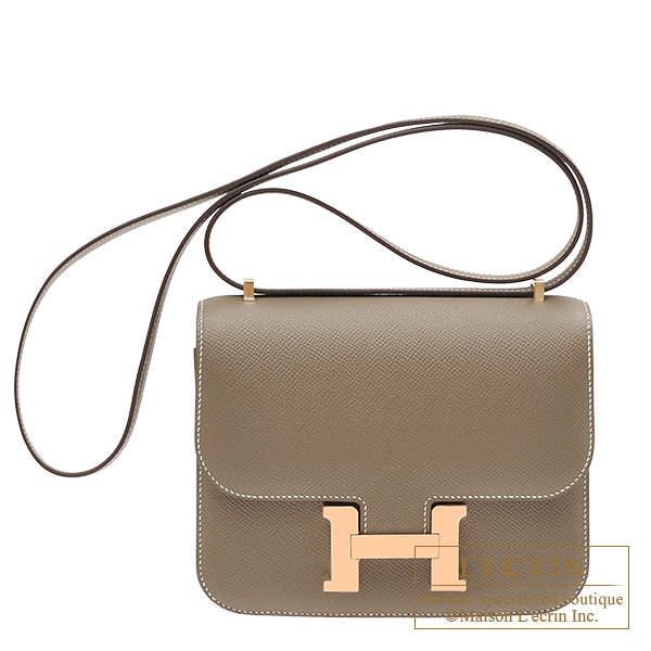 Hermes　Constance mini　Etoupe grey　Epsom leather　Rose gold hardware