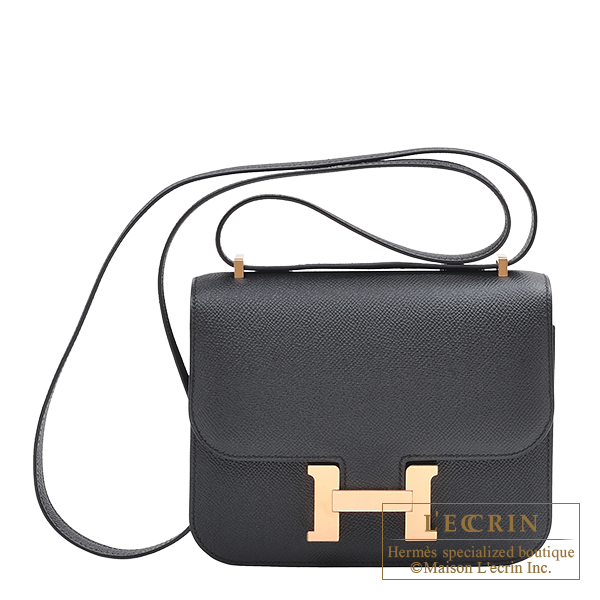 Hermes　Constance mini　Black　Epsom leather　Rose gold hardware