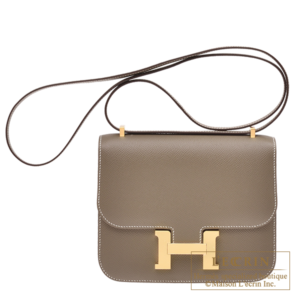 Hermes Constance Mini 18 Bag Etoupe Gold Hardware Epsom Leather