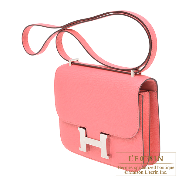 Hermes Constance mini Mirror Rose azalee Epsom leather Silver hardware
