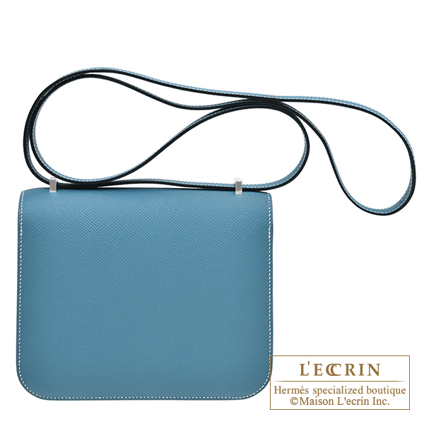 Hermes Constance mini Mirror New blue jean Epsom leather Silver hardware