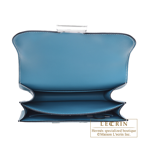 Hermes Constance mini Mirror New blue jean Epsom leather Silver hardware