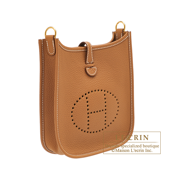 Hermes Evelyne  bag TPM Biscuit Clemence leather Gold hardware