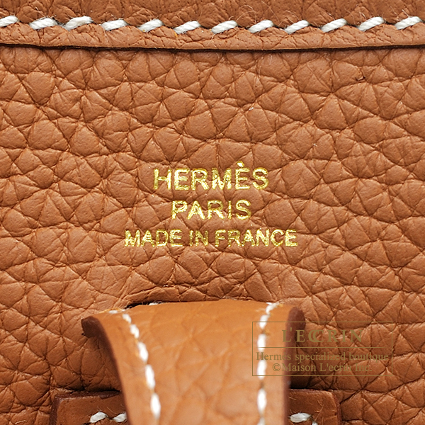 Hermes Evelyne  bag TPM Gris meyer Clemence leather Gold hardware