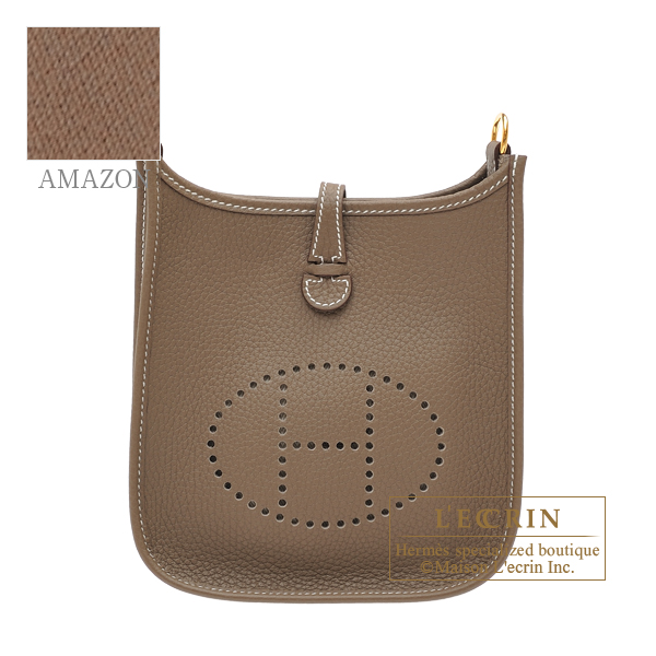 Hermes　Evelyne Amazon bag TPM　Etoupe grey　Clemence leather　Gold hardware