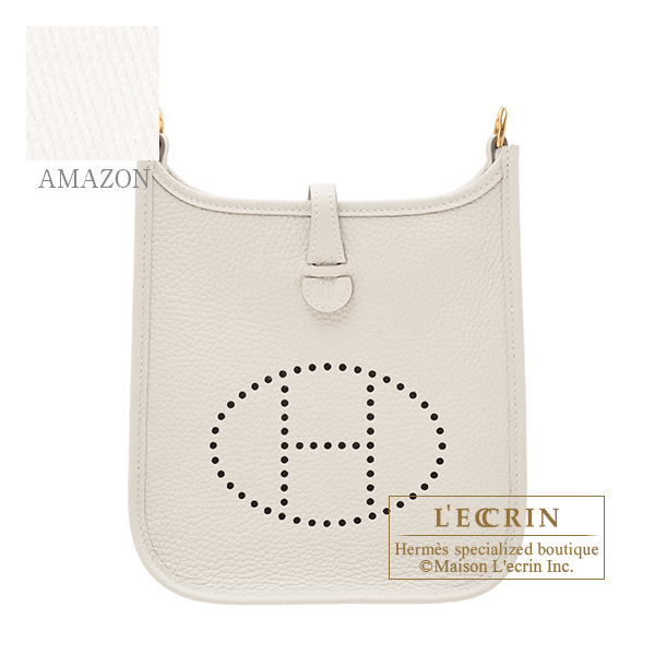 Hermes　Evelyne Amazon bag TPM　Craie/　White　Clemence leather　Gold hardware