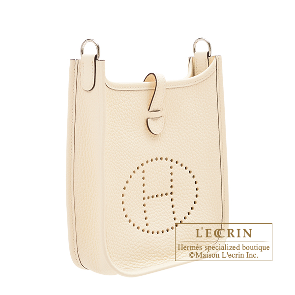 Hermes Evelyne TPM Nata / White Strap Crossbody Bag Clemence Gold