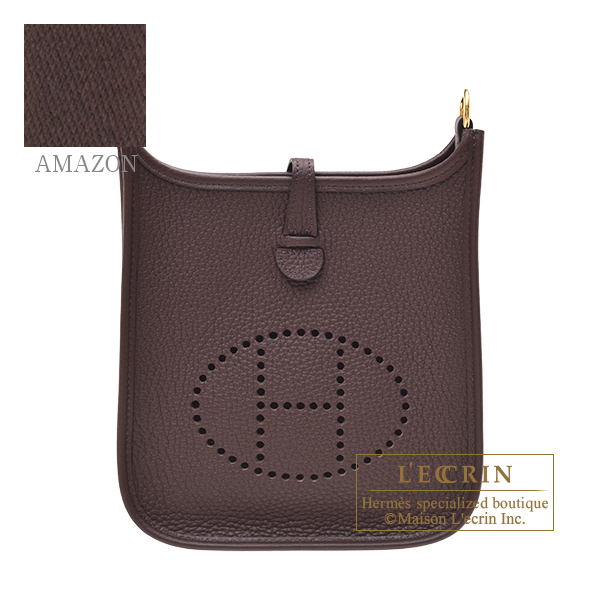 Hermes　Evelyne Amazon bag TPM　Rouge sellier　Clemence leather　Gold hardware