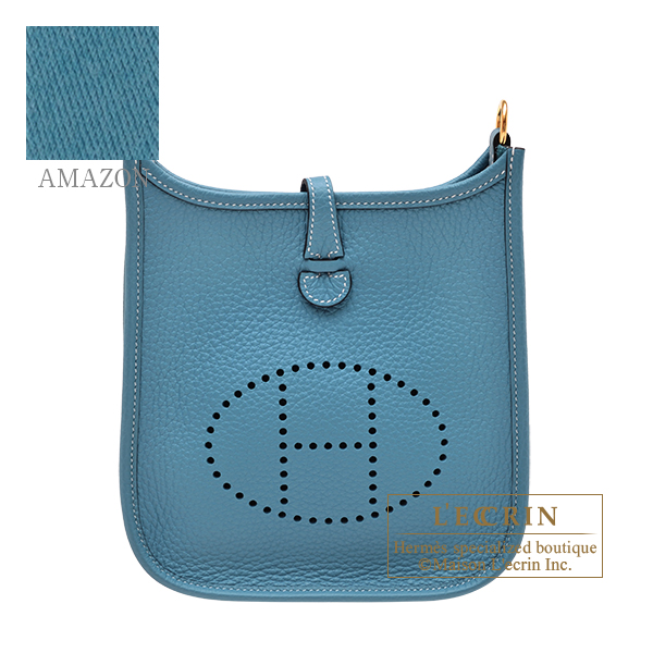 Hermes　Evelyne Amazon bag TPM　New blue jean　Clemence leather　Gold hardware　Bandouliere 111cm