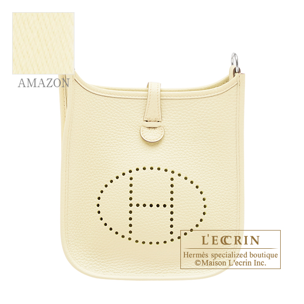 Hermes　Evelyne Amazon bag TPM　Jaune milton　Clemence leather　Silver hardware　Bandouliere 85cm