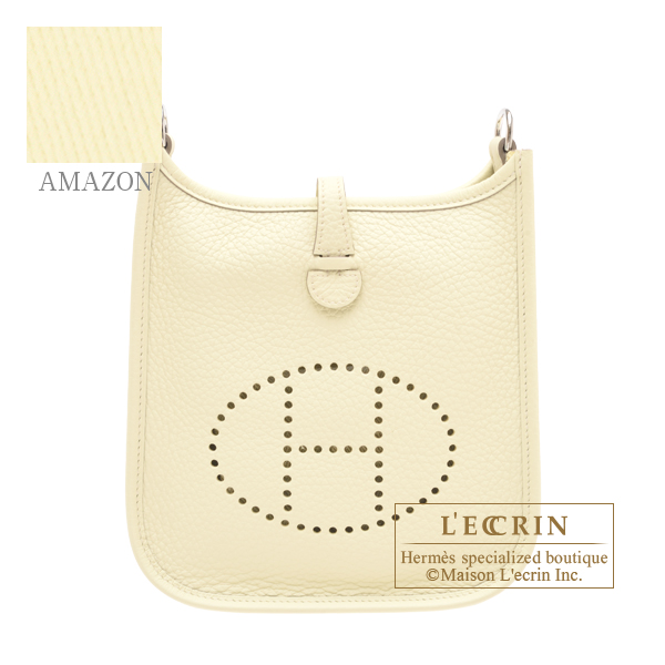 Hermes　Evelyne Amazon bag TPM　Jaune milton　Clemence leather　Silver hardware　Bandouliere 111cm