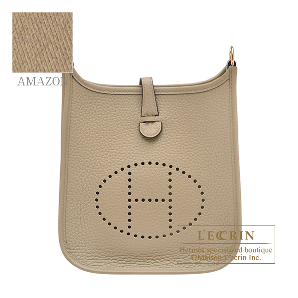 Hermes　Evelyne Amazon bag TPM　Beige marfa　Clemence leather　Gold hardware　Bandouliere 85cm