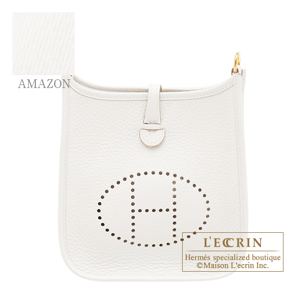 Hermes　Evelyne Amazon bag TPM　Gris pale　Clemence leather　Gold hardware　Bandouliere 111cm