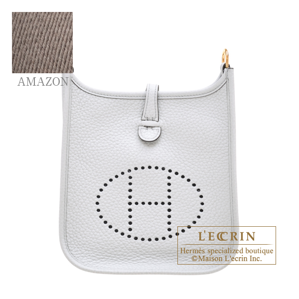 Hermes　Evelyne Amazon bag TPM　Blue pale/　Etain　Clemence leather　Gold hardware