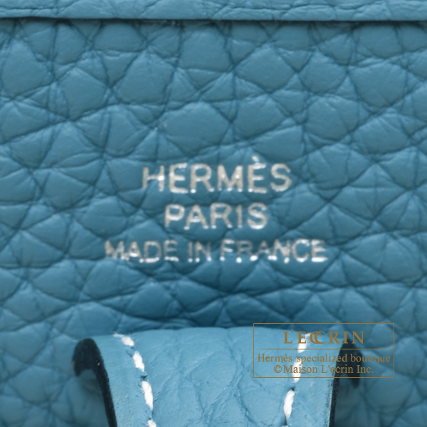 Hermes Evelyne Amazon bag TPM New blue jean Clemence leather Silver hardware Bandouliere 85cm