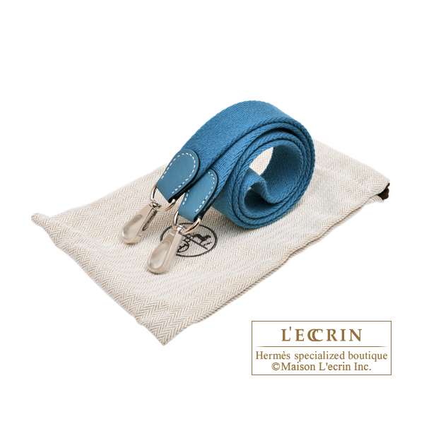 Hermes Evelyne Amazon bag TPM New blue jean Clemence leather Silver hardware Bandouliere 85cm