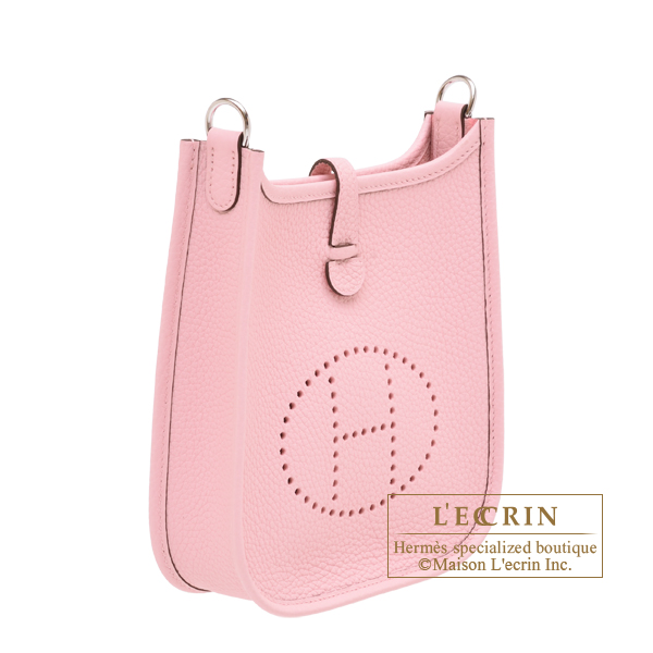 Hermes Evelyne Amazon bag TPM Rose sakura Clemence leather Silver hardware Bandouliere 85cm