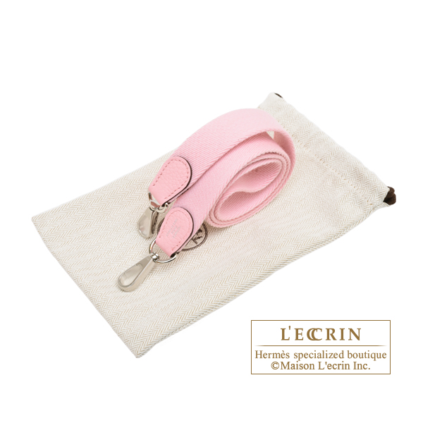 Hermes Evelyne Amazon bag TPM Rose sakura Clemence leather Silver hardware Bandouliere 85cm