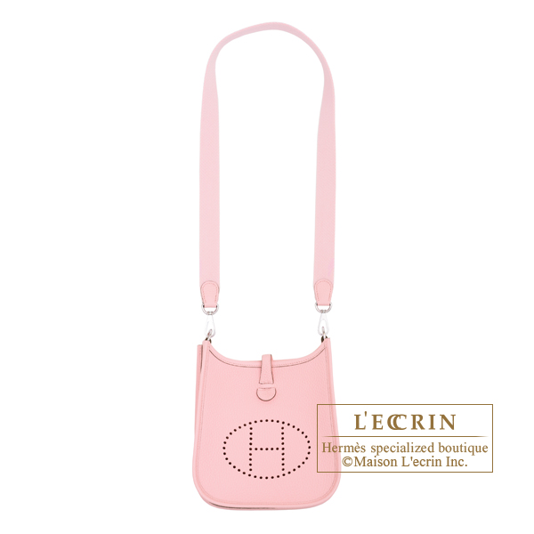 Hermes Evelyne Amazon bag TPM Rose sakura Clemence leather Silver hardware Bandouliere 85cm
