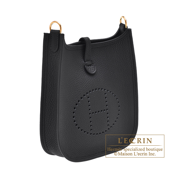 Hermes Evelyne Amazon bag TPM Black Clemence leather Gold hardware Bandouliere 85cm