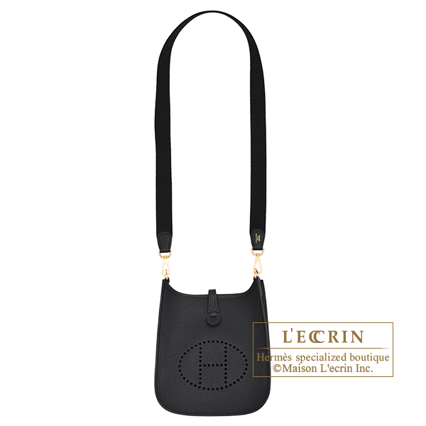 Hermes Evelyne Amazon bag TPM Black Clemence leather Gold hardware Bandouliere 85cm