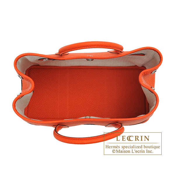 Hermes Garden Party bag TPM Orange Negonda leather Silver hardware