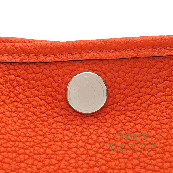Hermes Garden Party bag TPM Orange Negonda leather Silver hardware