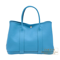 Hermes　Garden Party bag 36/PM　Turquoise blue　Country leather　Silver hardware