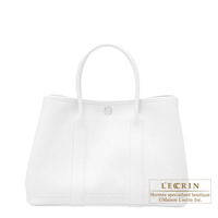 Hermes　Garden Party bag 30/TPM　White　Country leather　Silver hardware