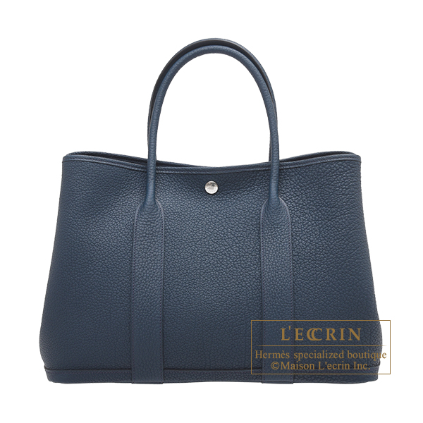 Hermes　Garden Party bag 36/PM　Blue de presse　Negonda leather　Silver hardware