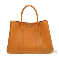 Hermes　Garden Party bag 36/PM　Toffee　Negonda leather　Silver hardware