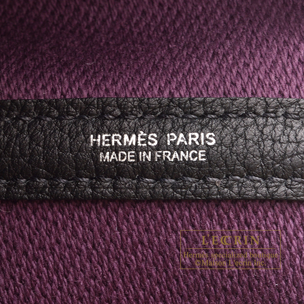 Hermes Garden Party bag 36/PM Ecru/Cassis/Black Twill H/Negonda leather  Silver hardware
