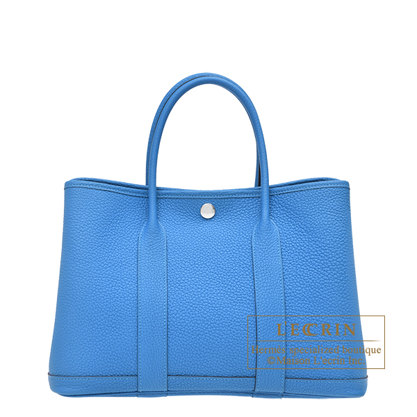 Hermes Garden Party bag 30/TPM Blue hydra Negonda leather Silver hardware