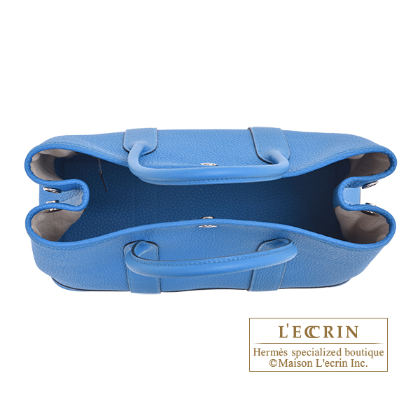 Hermes Garden Party bag 30/TPM Blue hydra Negonda leather Silver hardware