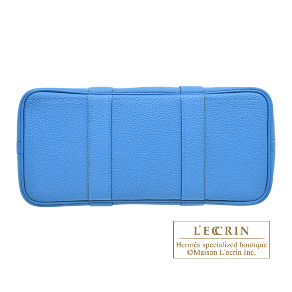 Hermes Garden Party bag 30/TPM Blue hydra Negonda leather Silver hardware