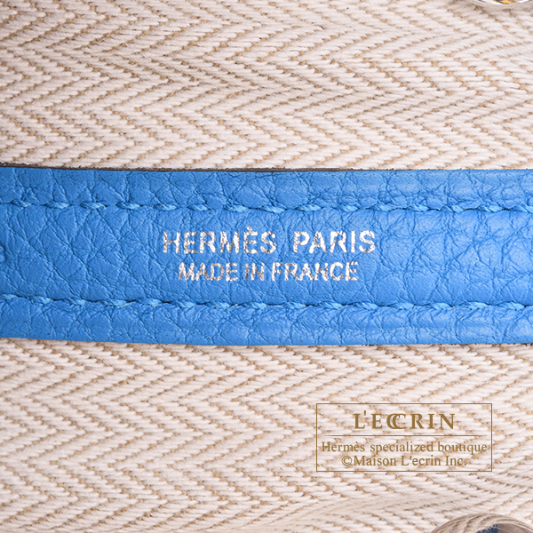 Hermes Garden Party bag 30/TPM Blue hydra Negonda leather Silver hardware