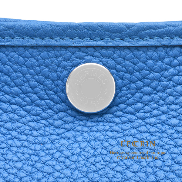 Hermes Garden Party bag 30/TPM Blue hydra Negonda leather Silver hardware
