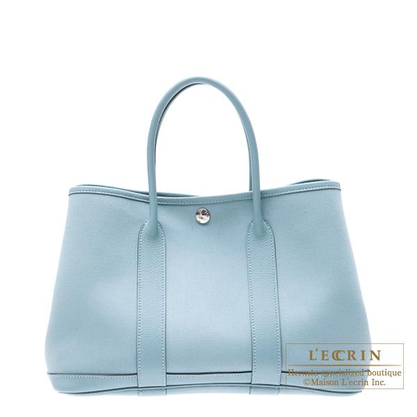Hermes Blue Canvas and Leather Garden Party TPM Tote Bag Hermes