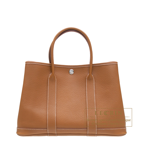 Hermes Gold Negonda Leather Garden Party TPM Bag - Yoogi's Closet