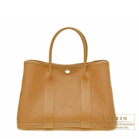 Hermes　Garden Party bag 30/TPM　Ocre　Buffalo sindhu leather　Silver hardware
