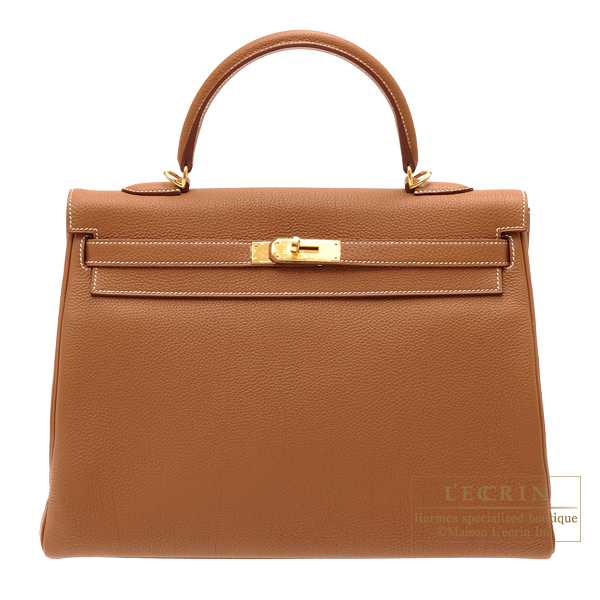Hermes　Kelly bag 35　Retourne　Gold　Togo leather　Gold hardware