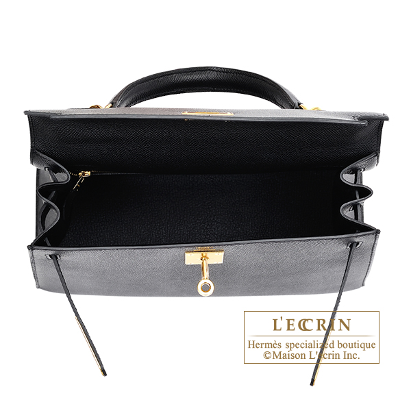 Hermès Kelly 28 Sellier In Black Epsom With Gold Hardware
