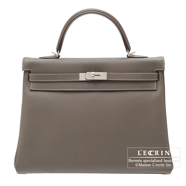 Hermes　Candy Kelly bag 35　Retourne　Etain　Epsom leather　Silver hardware