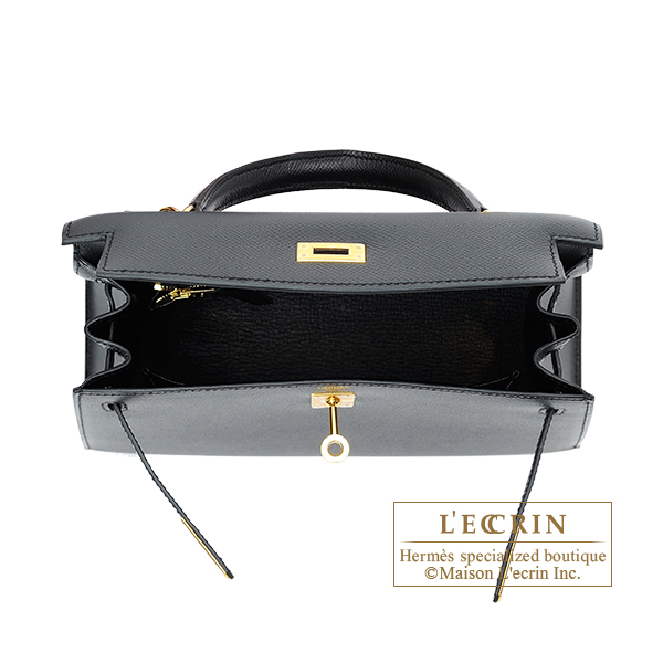 A BLACK EPSOM LEATHER SELLIER KELLY 25 WITH GOLD HARDWARE