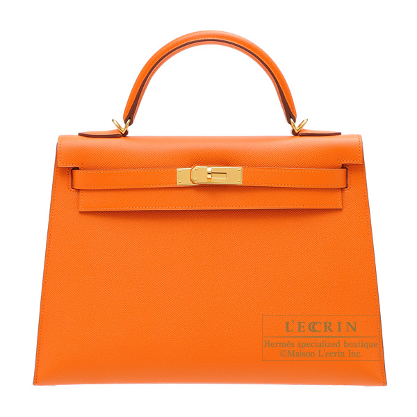 Hermes　Kelly bag 32　Sellier　Orange　Epsom leather　Gold hardware