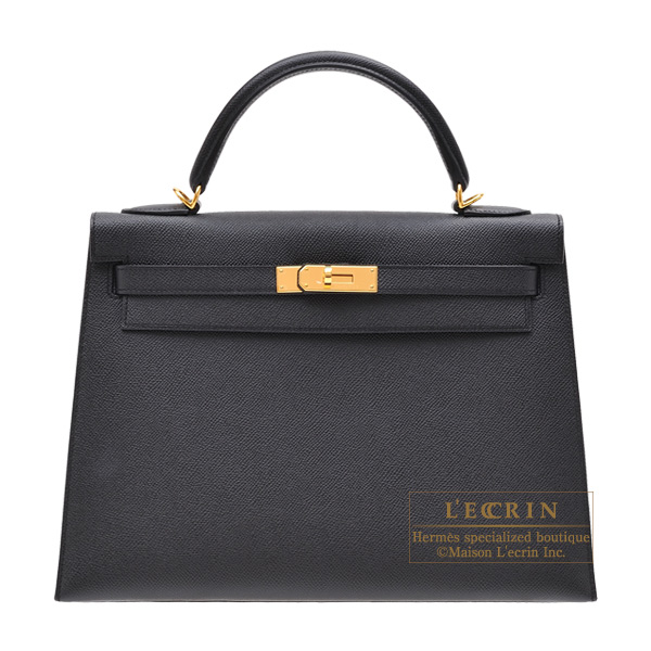 Hermes　Kelly bag 32　Sellier　Black　Epsom leather　Gold hardware