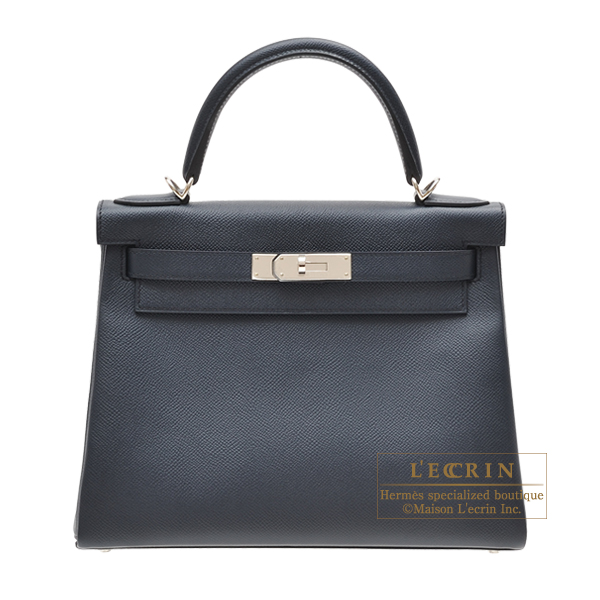 Hermes　Kelly bag 28　Retourne　Blue indigo　Epsom leather　Silver hardware