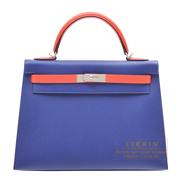 Hermes　Personal Kelly bag 32　Sellier　Blue electric/Rose jaipur　Epsom leather　Silver hardware