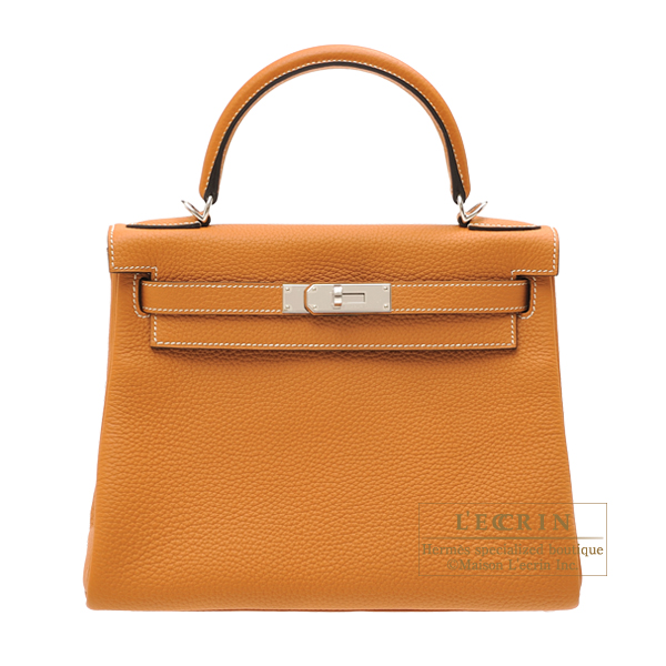 Hermes　Kelly bag 28　Retourne　Toffee　Clemence leather　Silver hardware