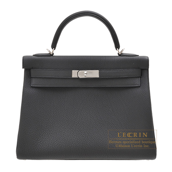 Hermes　Personal Kelly bag 32　Retourne　Black　Togo leather　Silver hardware